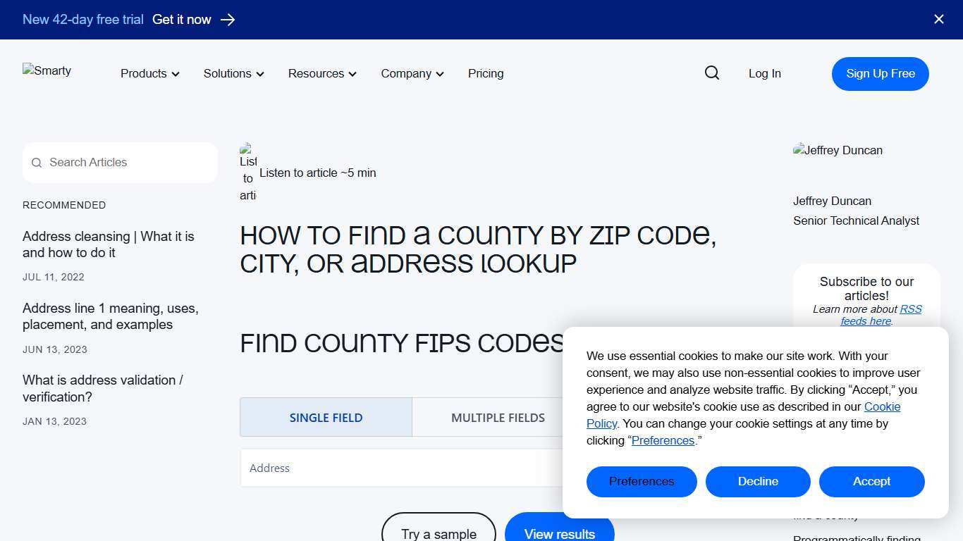 How to find a county by ZIP Code, city, or address lookup